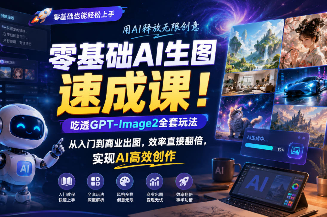 零基础AI生图速成课！吃透GPT-Image2全套玩法，从入门到商业出图，效率直接翻倍，实现AI高效创作-智云网