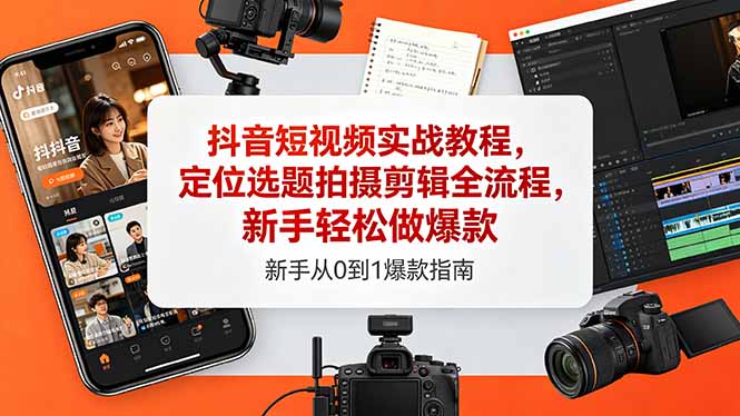 抖音短视频实战教程，定位选题拍摄剪辑全流程，新手轻松做爆款-智云网