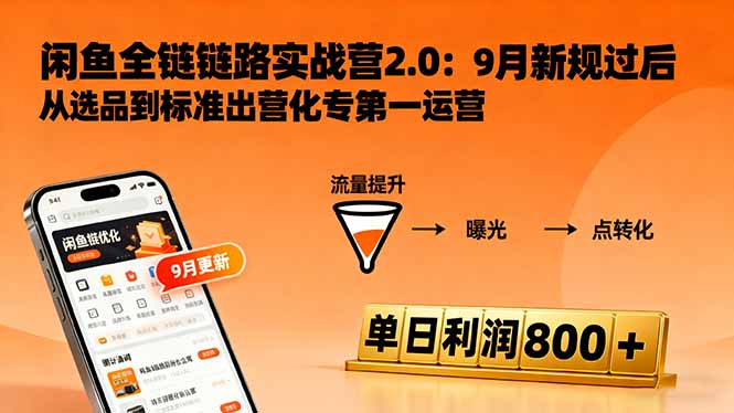 闲鱼变现课3.0：掌握链接优化、流量提升、商业变现，单日利润800+-智云网