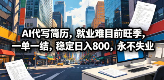 AI代写简历，就业难目前旺季，一单一结，稳定日入800，永不失业-智云网