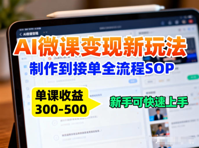 AI微课变现新玩法：制作到接单全流程SOP，单课收益3-5张，新手可快速上手-智云网