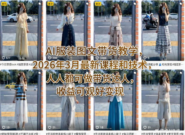 AI服装图文带货教学，2026年3月最新课程和技术，人人都可做带货达人，收益可观好变现-智云网