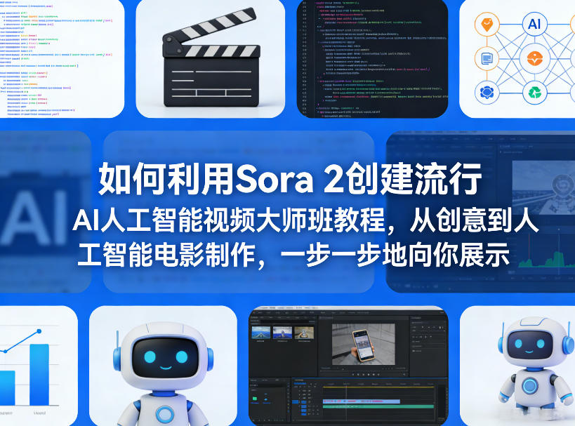 如何利用Sora 2创建流行AI人工智能视频大师班教程，从创意到人工智能电影制作，一步一步地向你展示-智云网