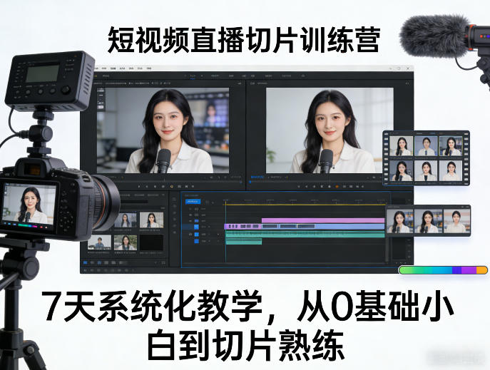 短视频直播切片训练营，7天系统化教学，从0基础小白到切片熟练-智云网