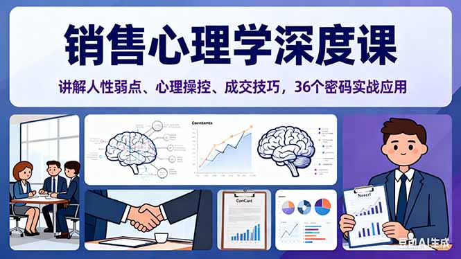 销售心理学深度课，讲解人性弱点、心理操控、成交技巧，36个密码实战应用-智云网