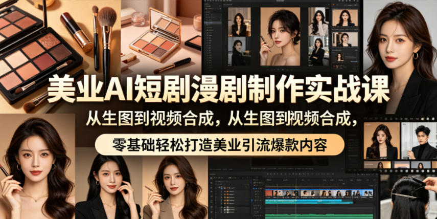 美业AI短剧漫剧制作实战课，从生图到视频合成，零基础轻松打造美业引流爆款内容-智云网