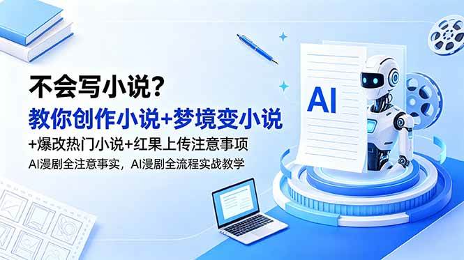 （18801期）不会写小说？教你创作小说+梦境变小说+爆改热门小说+红果上传注意事项，AI漫剧全流程实战教学-智云网