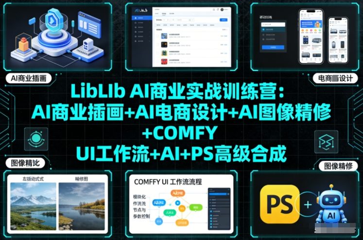 LibLIb AI商业实战训练营：AI商业插画+AI电商设计+AI图像精修+COMFY UI工作流+AI+PS高级合成-智云网