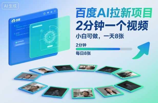 百度AI拉新项目，2分钟一个视频，小白可做，一天8张【附案例+保姆级教程】-智云网