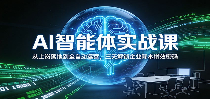 AI智能体实战课：从上岗落地到全自动运营，三天解锁企业降本增效密码-智云网