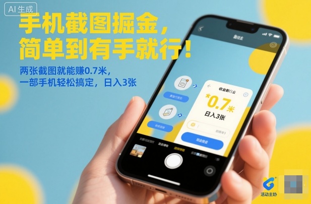 手机截图掘金，简单到有手就行！两张截图就能賺0.7米，一部手机轻松搞定，日入3张【揭秘】-智云网
