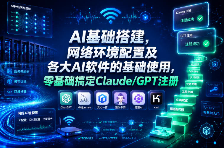 AI基础搭建，网络环境配置及各大AI软件的基础使用，零基础搞定Claude/GPT注册-智云网