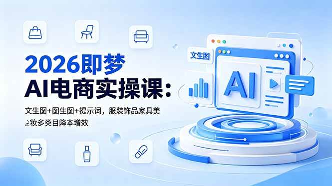 （18822期）2026即梦AI电商实操课：文生图+图生图+提示词，服装饰品家具美妆多类目降本增效-智云网