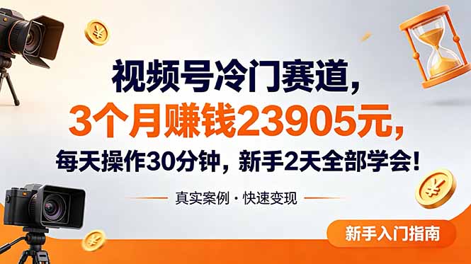 视频号冷门赛道，3个月变现23905元，新手2天学会 每天操作30分钟！-智云网