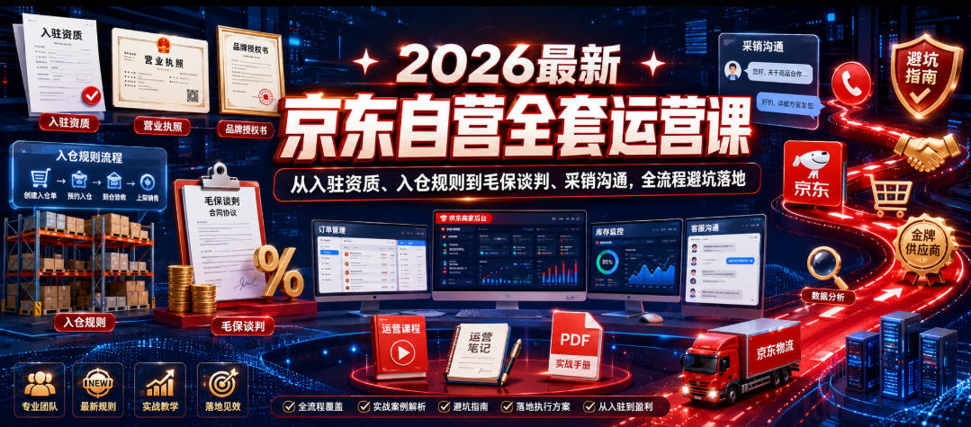2026最新京东自营全套运营课，从入驻资质、入仓规则到毛保谈判、采销沟通，全流程避坑落地-智云网