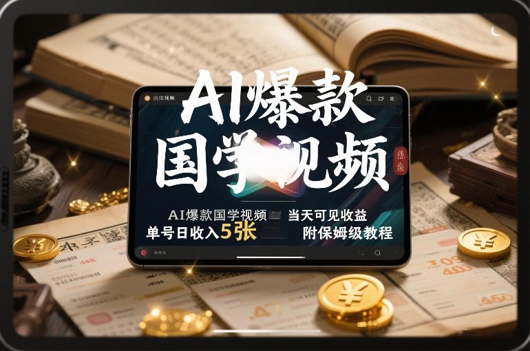AI爆款国学视频，独家起号方法，小白直接上手，当天可见收益，单号日收入5张+附保姆级教程-智云网