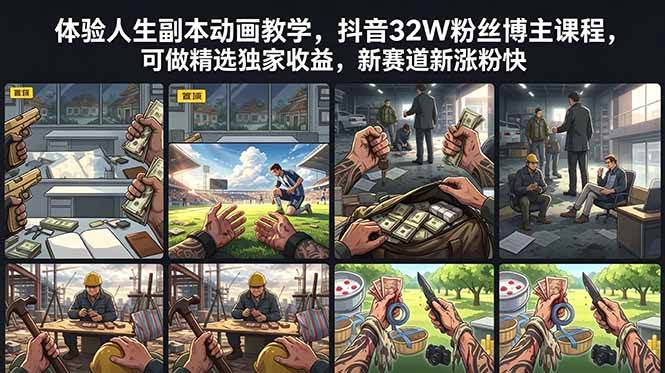 （18826期）体验人生副本动画教学， 抖音32W粉丝博主课程，可做精选独家收益，新赛道新涨粉快-智云网