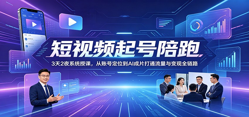 短视频起号陪跑:3天2夜系统授课,从账号定位到AI成片打通流量与变现全链路-智云网