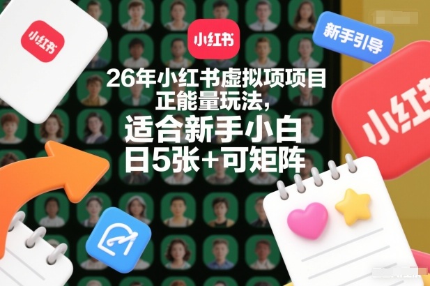 26年小红书虚拟项目正能量玩法，适合新手小白，日5张+可矩阵，附详细操作流程-智云网