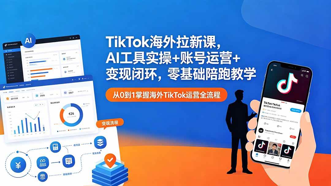 （18522期）TikTok海外拉新课，AI工具实操+账号运营+变现闭环，零基础陪跑教学-智云网