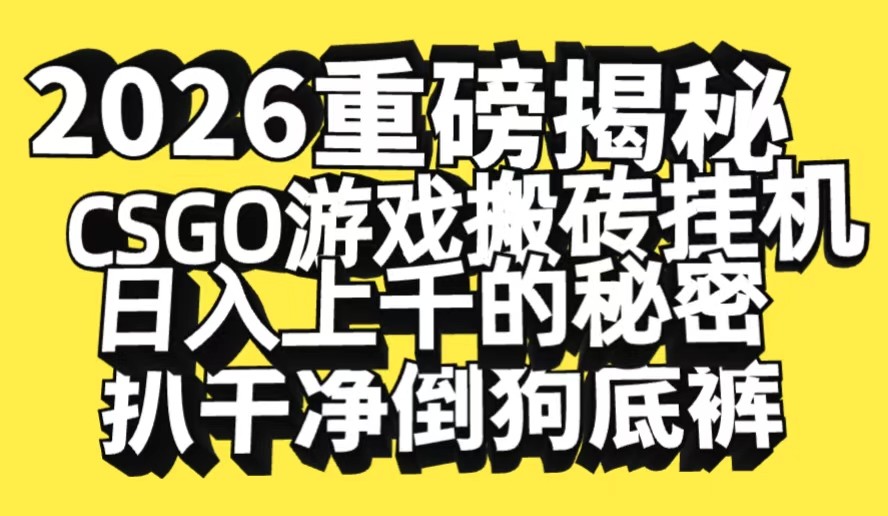 2026开年重磅解密，CSGO游戏搬砖挂机日入上千的秘密，把倒狗的底裤扒干-智云网