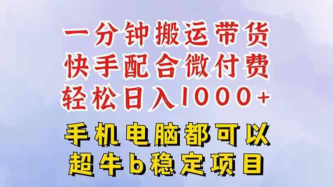快手黑科技一分钟搬运带货，一刀不剪过原创，微付费投流玩法，轻松日入…-智云网
