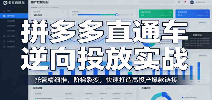 拼多多直通车逆向投放实战：托管精细推，阶梯裂变，快速打造高投产爆款链接-智云网