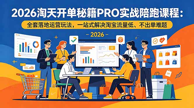 2026淘天开单秘籍PRO实战陪跑课程：全套落地运营玩法，一站式解决淘宝流量低、不出单难题-智云网