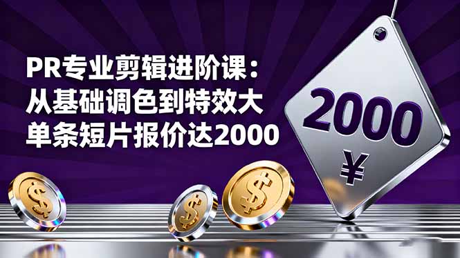 PR专业剪辑进阶课：从基础调色到特效大片的进阶技能，单条短片报价达2000-智云网