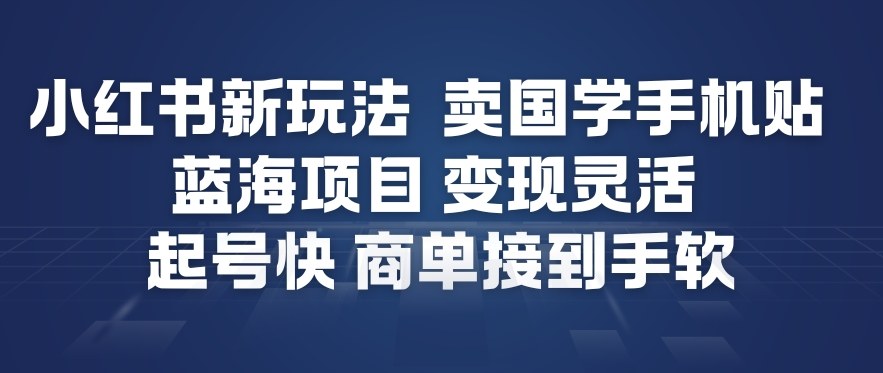 小红书新玩法，卖国学手机贴，蓝海项目，变现灵活，起号快，商单接到手软-智云网