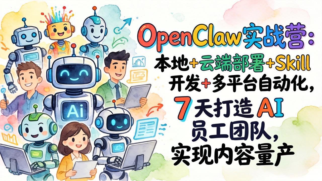 OpenClaw实战营:本地+云端部署+Skill开发+多平台自动化,7 天打造 AI 员工团队,实现内容量产-智云网