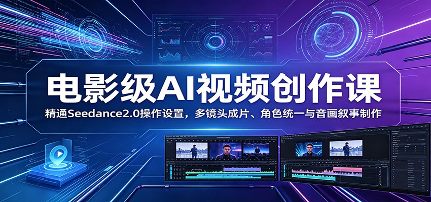 电影级AI视频创作课：精通Seedance2.0操作设置，多镜头成片、角色统一与音画叙事制作-智云网