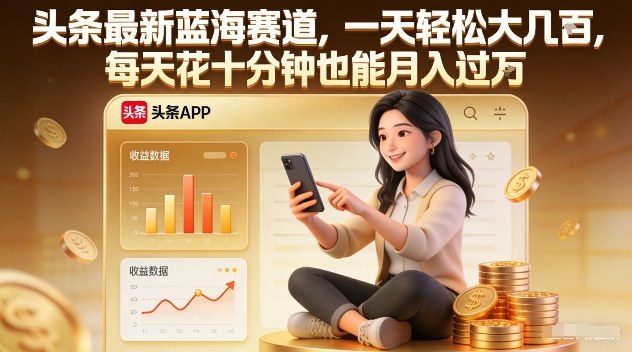 头条最新蓝海赛道，一天轻松大几张，每天花十分钟也能月入过1W【揭秘】-智云网