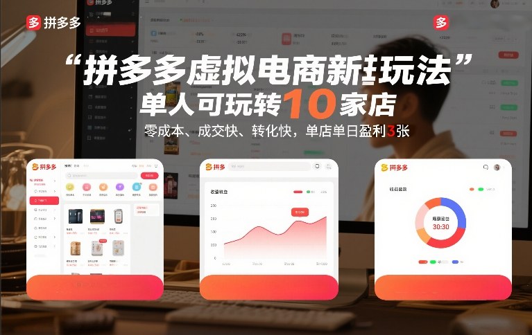 拼多多虚拟电商新玩法，单人可玩转10家店，零成本、成交快、转化快，单店单日盈利3张【揭秘】-智云网