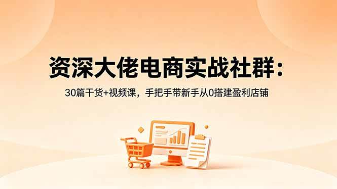 （18529期）资深大佬电商实战社群：30篇干货+视频课，手把手带新手从0搭建盈利店铺-智云网