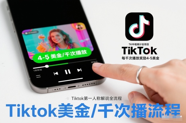 TK中视频计划项目，Tiktok第一人称解说流程，每干次播放奖励4-5美金-智云网