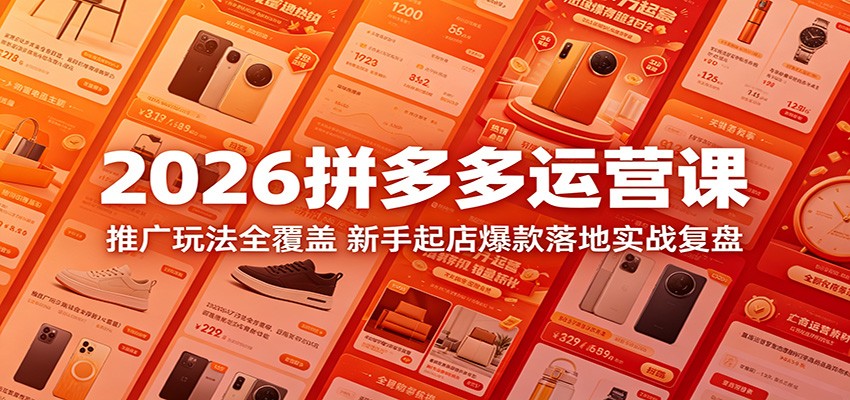 2026拼多多运营课：推广玩法全覆盖，新手起店爆款落地实战复盘-智云网