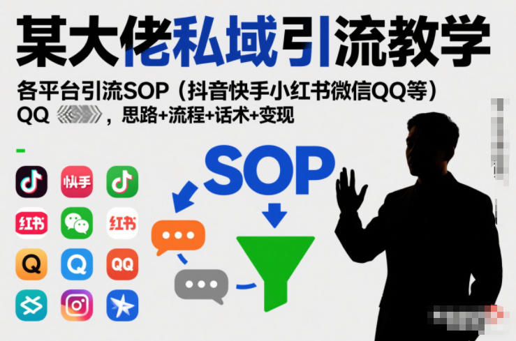 某大佬私域引流教学，各平台引流SOP（抖音快手小红书微信QQ等），思路+流程+话术+变现-智云网