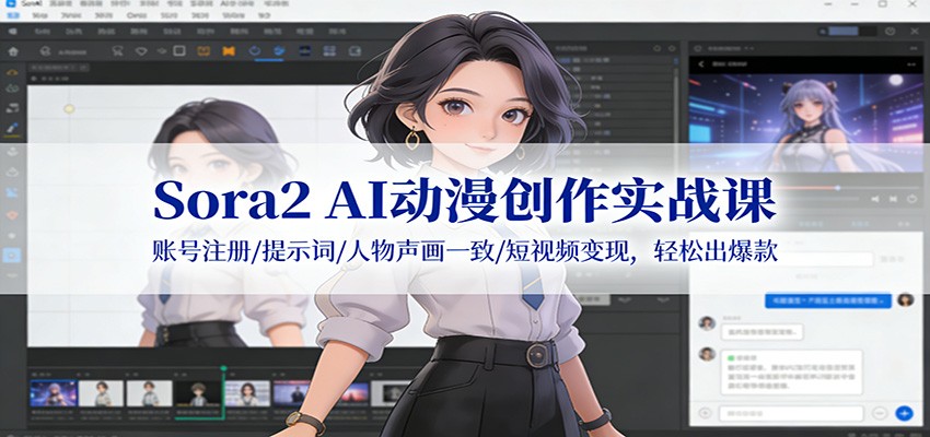 Sora2 AI动漫创作实战课：账号注册/提示词/人物声画一致/短视频变现，轻松出爆款-智云网