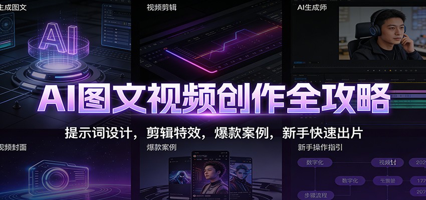 AI图文视频创作全攻略:提示词设计,剪辑特效,爆款案例,新手快速出片-智云网