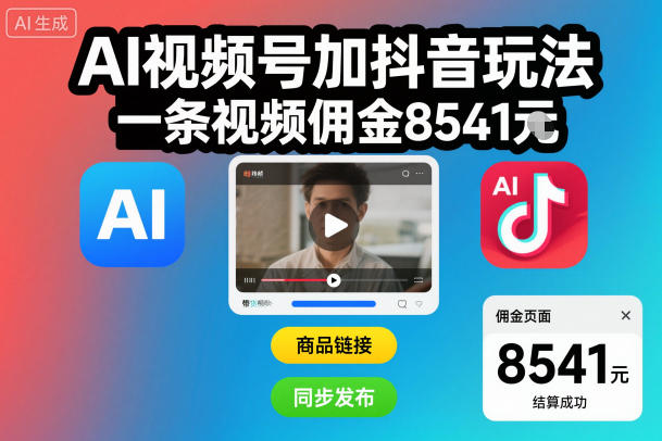 AI视频号加抖音玩法，一条视频佣金8541米-智云网