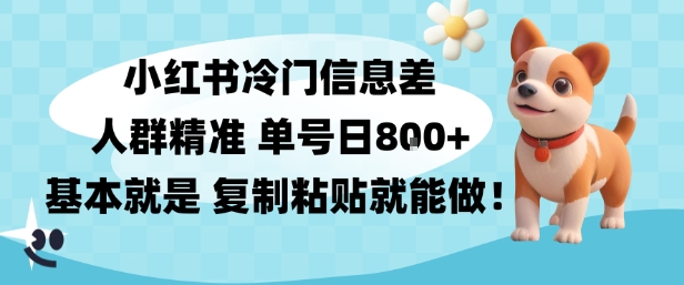 小红书冷门信息差项目，人群精准，单号日入多张，基本就是复制粘贴就能做-智云网
