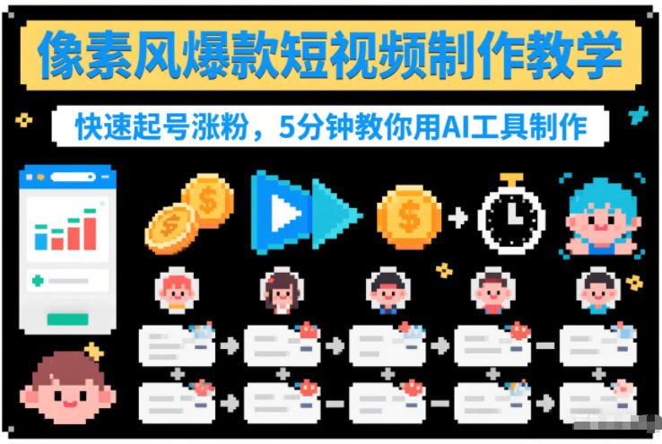 像素风爆款短视频制作教学，快速起号涨粉，5分钟教你用AI工具制作-智云网