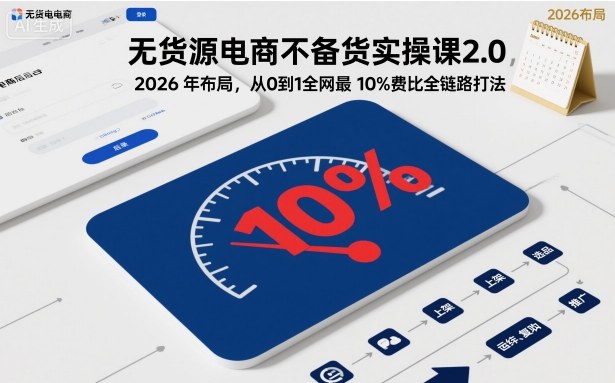 无货源电商不备货实操课2.0，2026年布局，从0到1全网最低10%费比全链路打法【更新26年5月19日】-智云网