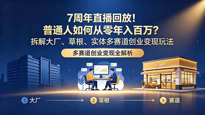 (18894期)7周年直播回放!普通人如何从零年入百万?拆解大厂、草根、实体多赛道创业变现玩法-智云网