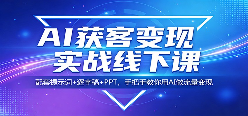 AI获客变现实战线下课：配套提示词+逐字稿+PPT，手把手教你用AI做流量变现-智云网