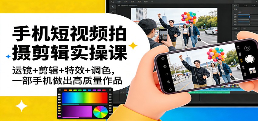 手机短视频拍摄剪辑实操课：运镜+剪辑+特效+调色，一部手机做出高质量作品-智云网