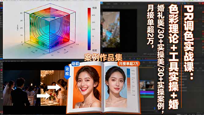 PR调色实战课：色彩理论+工具实操+婚礼医美/30+实操案例，月接单超2万-智云网